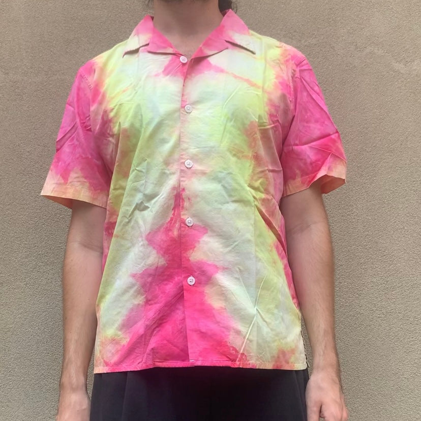 Custom Dyed Short Sleeve Camp Collar Shirt - Medium