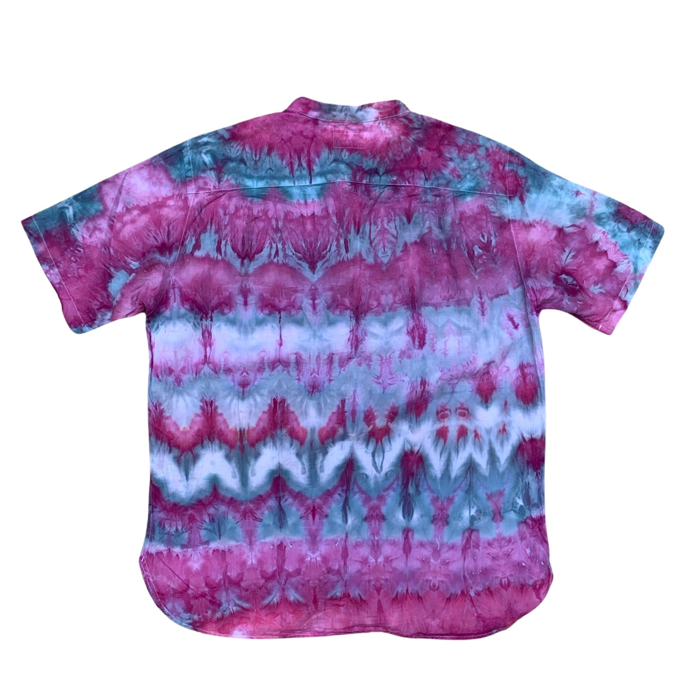 Custom Dyed Short Sleeve Collarless Shirt - Large
