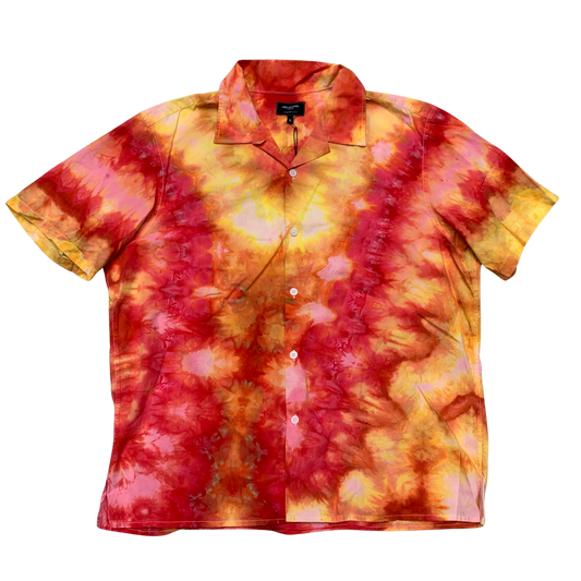 Custom Dyed Short Sleeve Camp Collar Shirt - XL