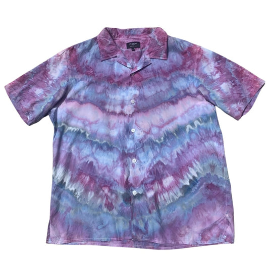Custom Dyed Short Sleeve Camp Collar Shirt - Large