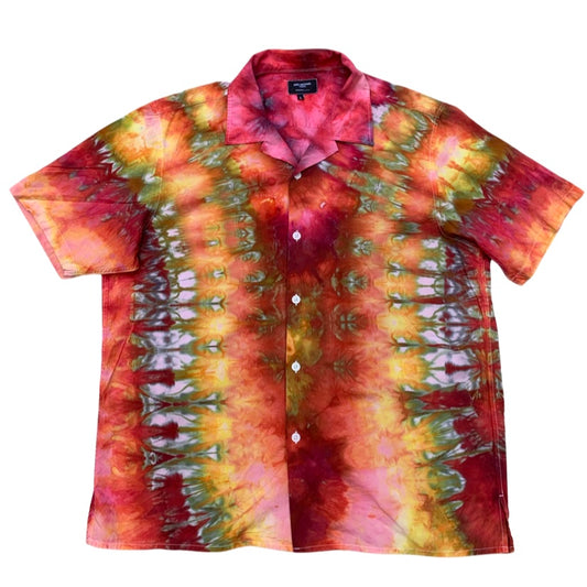 Custom Dyed Short Sleeve Camp Collar Shirt - Large