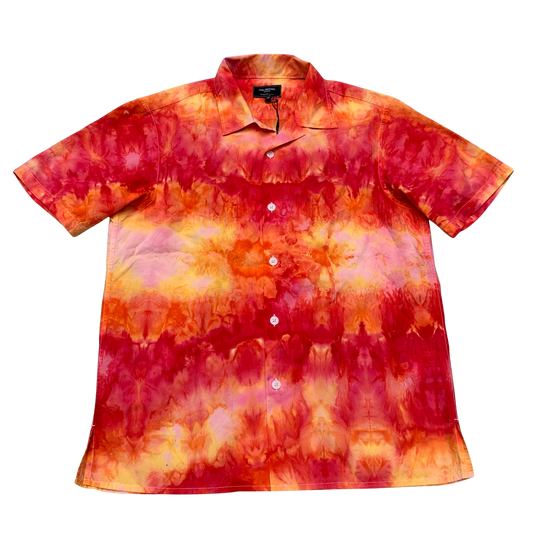 Custom Dyed Short Sleeve Camp Collar Shirt - XS