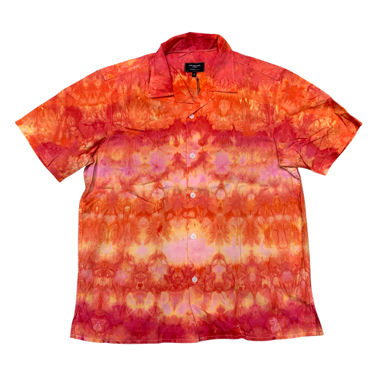 Custom Dyed Short Sleeve Camp Collar Shirt - Small