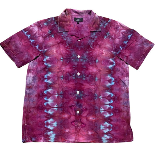 Custom Dyed Short Sleeve Camp Collar Shirt - Small