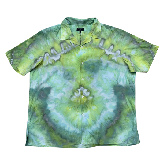 Custom Dyed Short Sleeve Camp Collar Shirt - XL