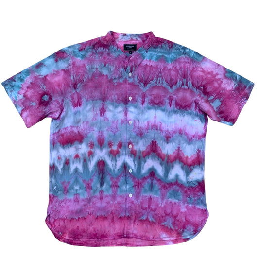 Custom Dyed Short Sleeve Collarless Shirt - Large